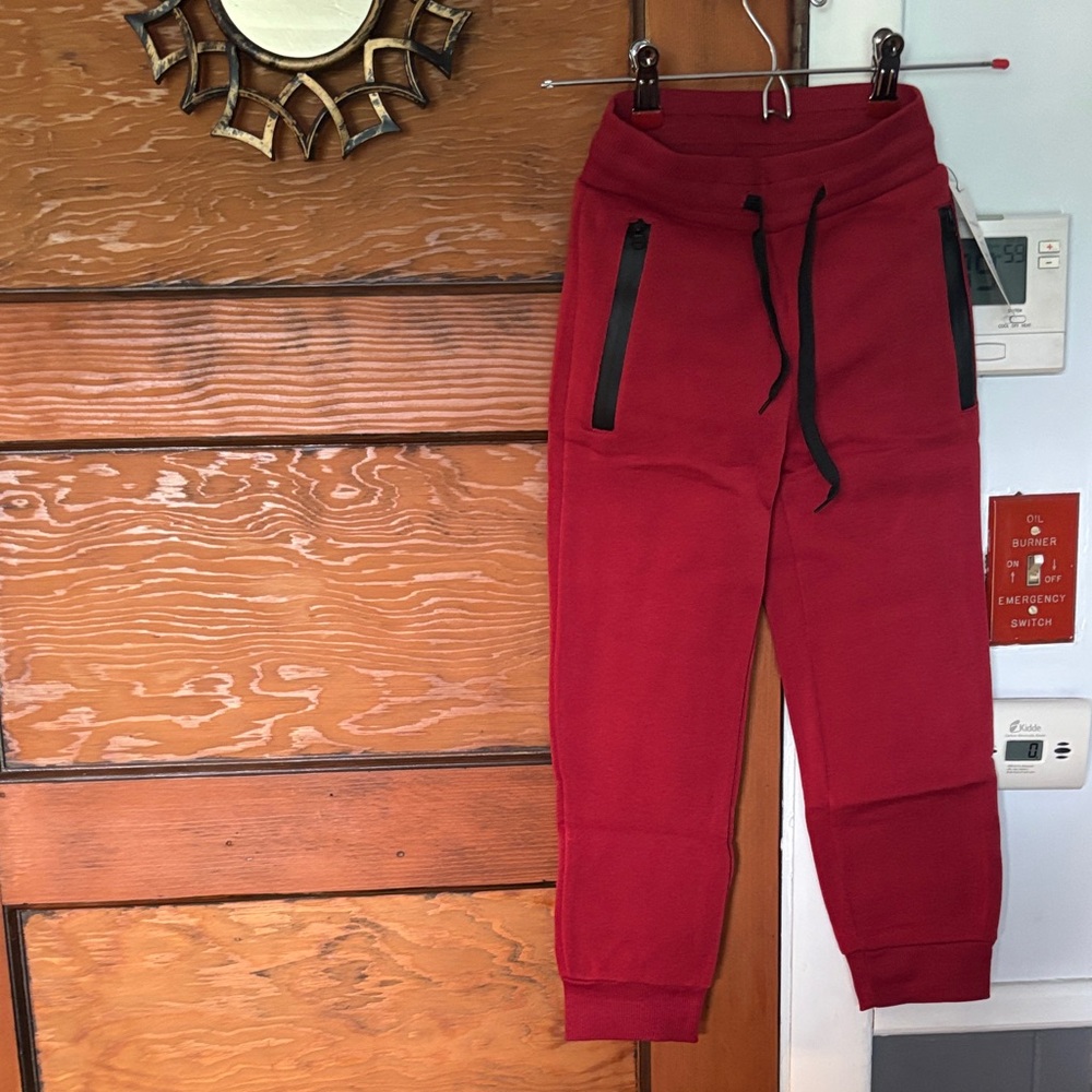 Kids Bold Red Sweatpants with Black Accents